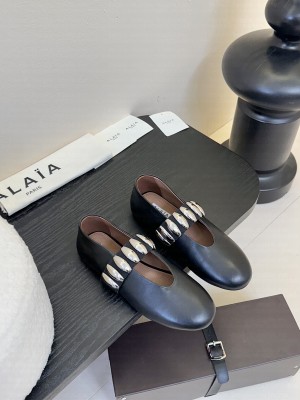 Alaïa JEWEL BALLET FLATS IN LAMBSKIN BLACK 02