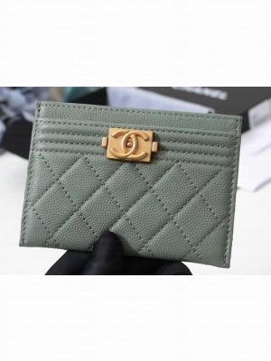 Chanel Caviar Leather Boy Card Holder A84431 Light Green