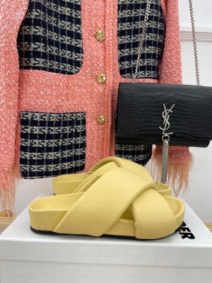 JIL SANDER Leather Slide Sandals Yellow