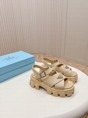 Prada Monolith rubber sandals 2024 Beige