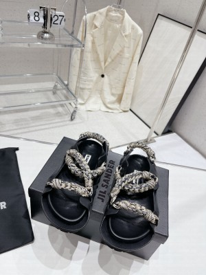 JIL SANDER Leather and Rope Sandals 01