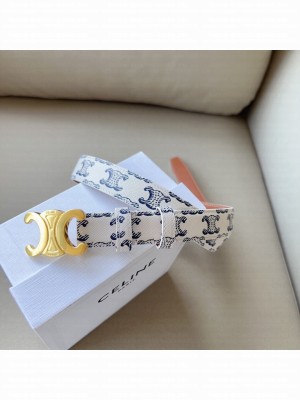 Celine Triomphe Width 2.5cm Belt With Brass Buckle 015