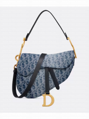 DIOR Saddle Bag with Strap Blue Denim Dior Oblique Jacquard M0455CDC
