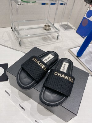 Chanel checked wool fabric Mules 2022 Collection,black