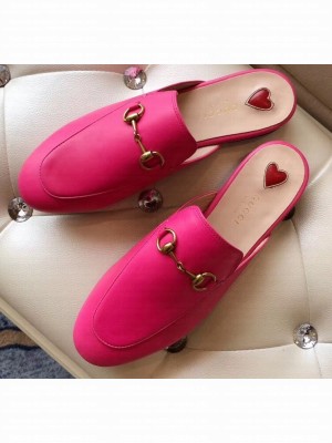 Gucci Women's Princetown Horsebit Slipper Leather Fuchsia