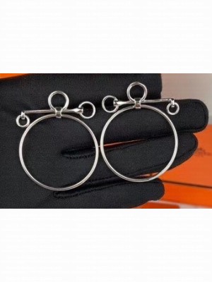 Hermes Loop Earrings Silver