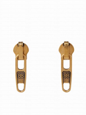 Balenciaga Zipper Earrings Golden