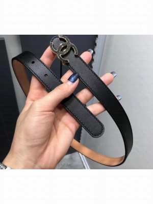 Chanel Width 2cm CC Logo Buckle Leather Belt Black