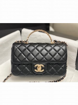 Chanel MINI FLAP BAG WITH TOP HANDLE AS4924 black