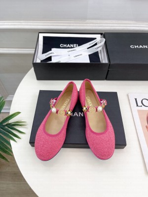 Chanel Women's Wool Tweed,Imitation Pearls & Metal G45778 Mary Jane Flat Pink 2024
