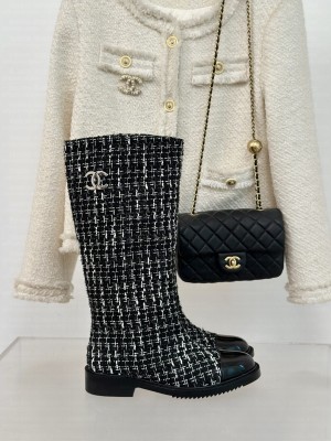 Chanel Tweed High Boots Black 2024 