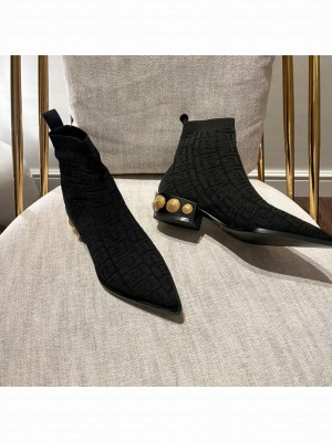 Balmain Women's Stretch Knit Coin Ankle Boots 2022 Collection 05