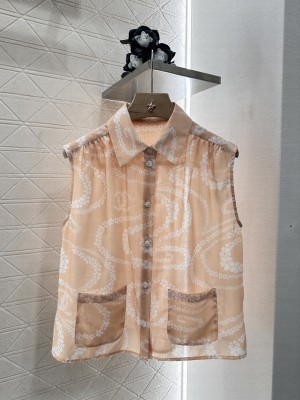 Chanel Printed Sleeveless Shirt yellow