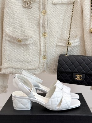 Chanel Quilted Lambskin Platform Sandals 5cm G46429 White 2025