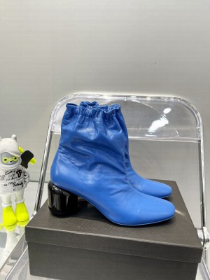 Jil Sander 7cm Round heel stretch ankle boots blue