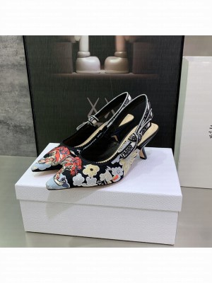 Christian Dior 6.5cm Black Multicolor Dior Jardin d'Hiver Embroidered Cotton