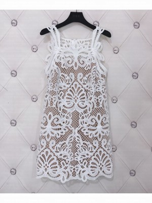 Self-Portrait Women's Lace Mini Cotton Shirt Dress White