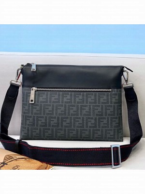 Fendi Men's Flat Messenger Bag Black  2021 Collection