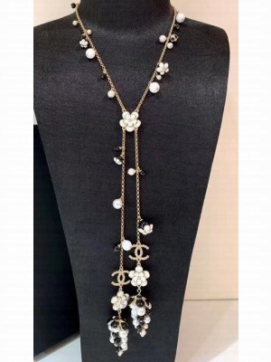 Chanel Flower Y Necklace AB5700 Black/White Spring/Summer 2021 Collection
