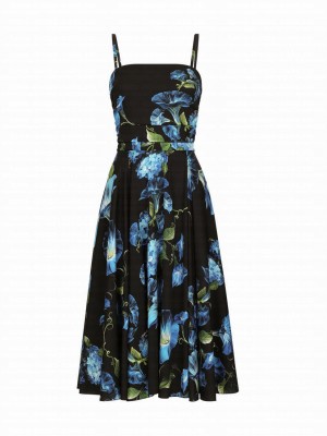 Dolce & Gabbana Women's Strapless Charmeuse Dress With Bluebell Print Blue