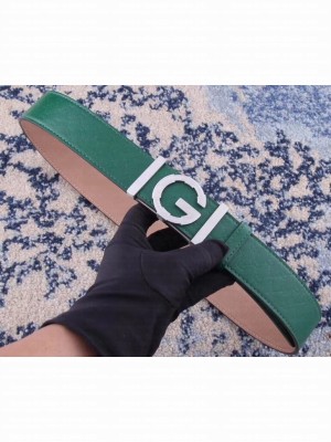 Gucci Width 3.8cm Leather Signature GG Belt with Single G Buckle Green 2019