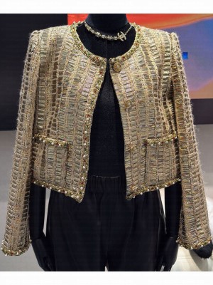 Chanel Women's Sequin Lace Jacket Golden