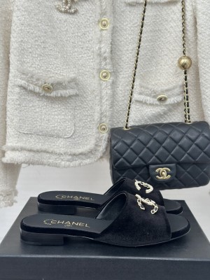 Chanel Velet Slide Mule Black