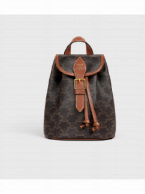 CELINE MINI BACKPACK FOLCO IN TRIOMPHE CANVAS AND CALFSKIN 197662 TAN