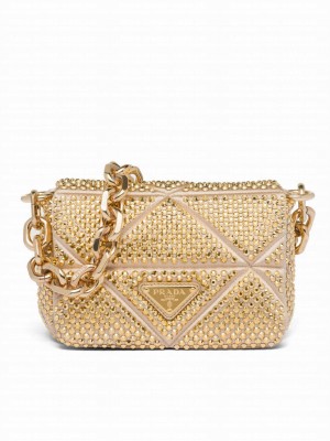 Prada Satin Mini-bag With Crystals 1BD329 Golden