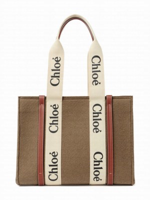 Chloe Medium Woody Tote Bag Apricot