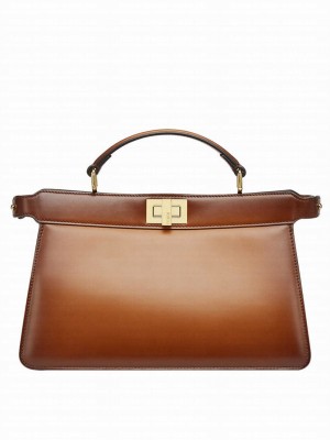 Fendi Peekaboo ISeeU East-west Leather Bag 8BN323 Coffee