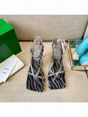 Bottega Veneta Stretch Striped Insole Sandals 9cm Gray/Zebra Spring/Summer 2022 Collection