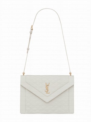 Saint Laurent Gaby Satchel In Quilted Lambskin White