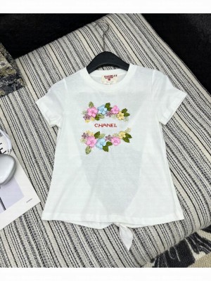 Chanel Women's Embroidered Back Cutout T-shirt White