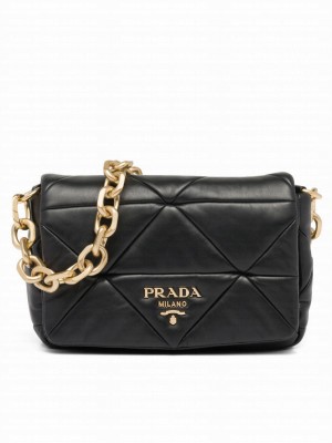 Prada System Nappa Patchwork Shoulder Bag 1BD328 Black