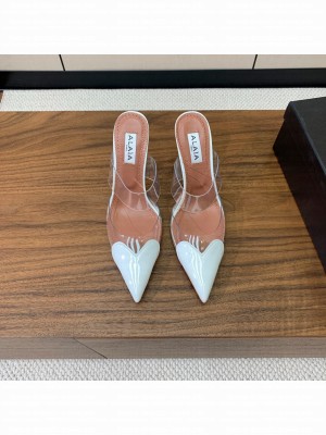 Alaïa LE CŒUR MULES IN PATENT CALFSKIN WHITE