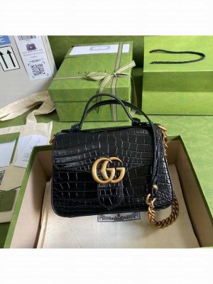 Gucci GG Marmont crocodile mini top handle bag 547260 black