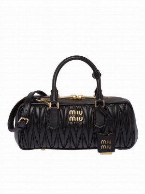 Miumiu Matelasse Nappa Leather Top-handle Bag 5BB148 Black