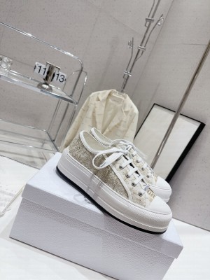Dior Walk'n'Dior Low-top Platform Embroidered Cotton Sneakers 2023 07