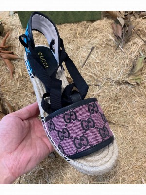 Gucci GG Multicolor Canvas Platform Espadrilles 2021