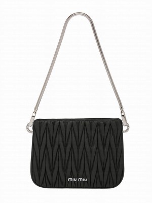 Miumiu Matelasse Nappa Leather Handbag 5BA200 Black