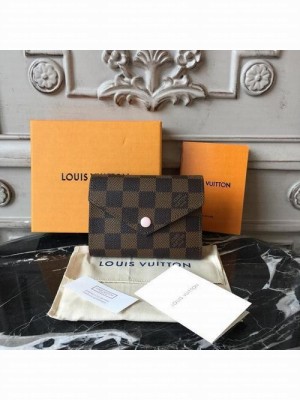 Louis Vuitton Victorine Wallet Damier Ebene Canvas Spring/Summer 2018 Collection N61700,  Rose Ballerine