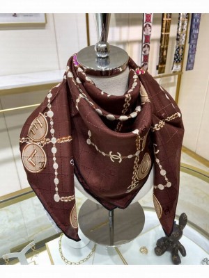 Chanel Women's Square Scarf Brown