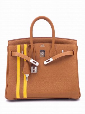 Hermes Birkin 25 Officier Togo Handbag Coffee