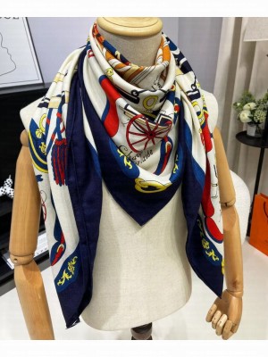 Hermes Women's Bouclerie Moderne Plumetis Scarf Blue