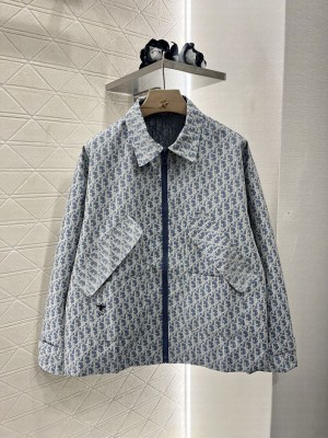 Christian Dior Dioriviera Jacket Blue and White Dior Oblique Jacquard Technical Taffeta