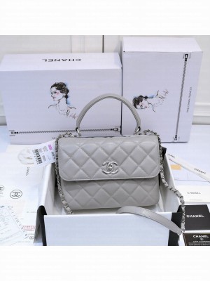 Chanel FLAP BAG WITH TOP HANDLE AS92236 gray
