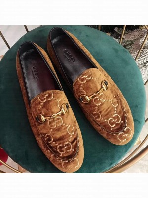 Gucci Women's Horsebit Loafer GG Velvet Coffee