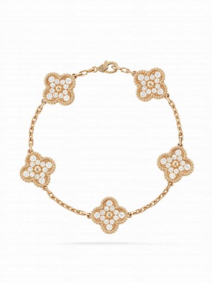Van Cleef & Arpels Women's Vintage Alhambra Bracelet, 5 Motifs Red