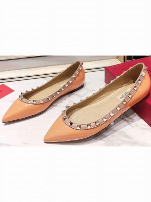 Valentino Rockstud Ballet Flats Ballerinas in Patent Leather Orange